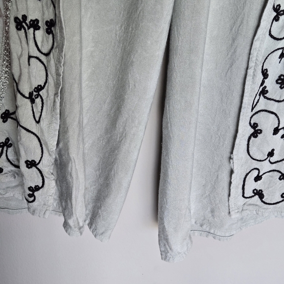 Naisha Bohemian Embroidered Wide-Leg Split-Leg Palazzo Beachy Pants O/S - Picture 4 of 10